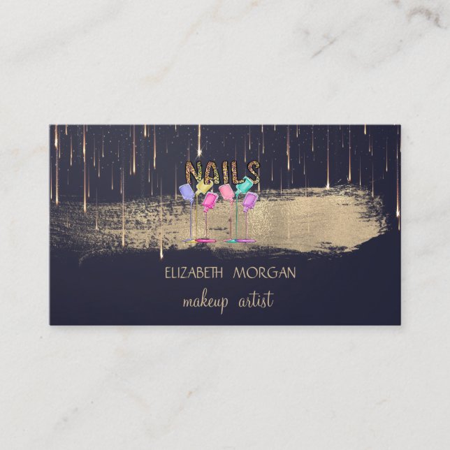 Carte De Visite Élégant Brosse à huile d'or Déclenchement Déclench (Devant)