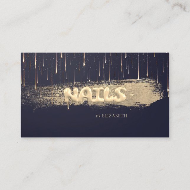 Carte De Visite Élégant Brosse à huile d'or Déclenches d'AVC Clous (Devant)