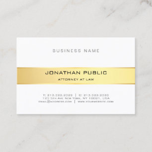 Carte De Visite Elégant Bureau du Procureur Moderne Gold White Chi