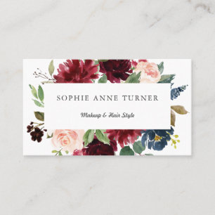 Carte De Visite Elégant Burgundy Blush Floral Frame Artiste maquil