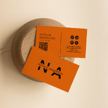 Élégant Burnt Orange QR Code Monogramme Logo Boho
