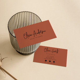 Carte De Visite Élégant Burnt Orange Terracotta Boho Chic Moderne