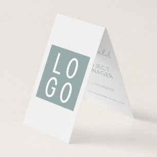 CARTE DE VISITE ELEGANT BUSINESS COMPANY LOGO VERT FOLDED TENT