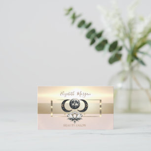 Carte De Visite Élégant cadre moderne Lotus Moon Gold