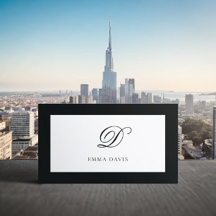Carte De Visite Elégant cadre noir Monogram Encadré