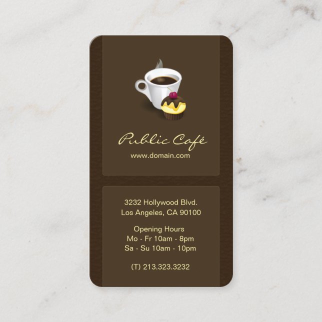Carte De Visite Élégant café au chocolat Brown (Devant)