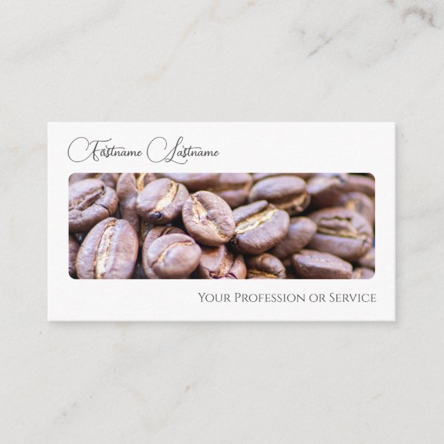 Carte De Visite Elégant café haricots barista calligraphie QR-Code (Devant)