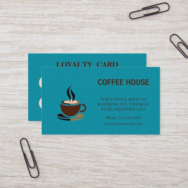 Carte De Visite Elégant café simple Shop Loyalty Card (Devant/Arrière en situation)