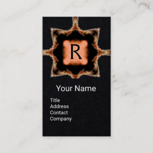 Carte De Visite ÉLÉGANT CARRÉ MONOGRAM Rose Brown papier noir