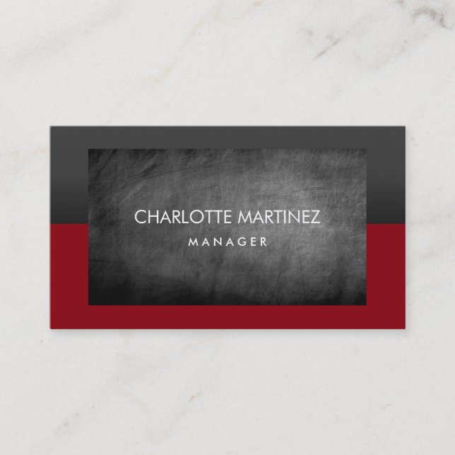 Carte De Visite Élégant Chalboard élégant Red Grey Professionnel (Devant)