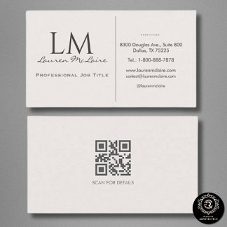Carte De Visite Elegant Champagne Taupe Monogramme Signature