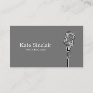 Carte De Visite Élégant chanteur blanc Musique Voix Enseignant Mus
