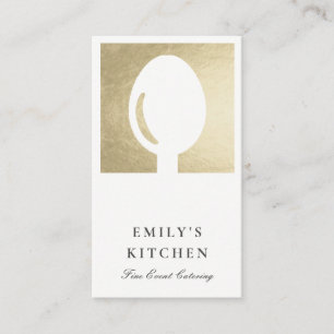 CARTE DE VISITE ÉLÉGANT CHEF DE CUISINE EN ARGENT MINIMAL FAUX