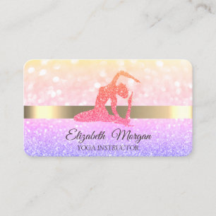 Carte De Visite Élégant Chic Bokeh Parties scintillant fille Yoga