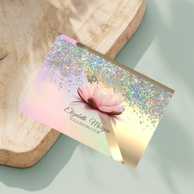Carte De Visite Élégant Chic Confettis Lotus Doré (Créateur téléchargé)
