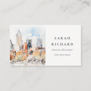 Carte De Visite Elégant Chic Denver Colorado Skyline Watercolor