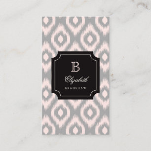 Carte De Visite Élégant chic gris clair rose diamant Ikat Monogram
