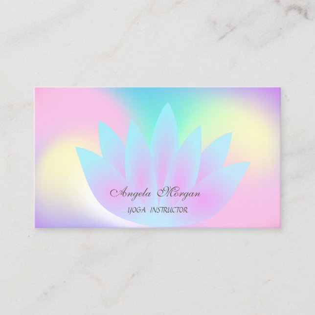 Carte De Visite Élégant Chic Lotus Fleur Holographique (Devant)