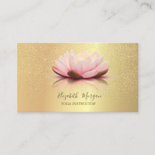 Carte De Visite Élégant Chic Lotus Gold Confetti Yoga Instructeur