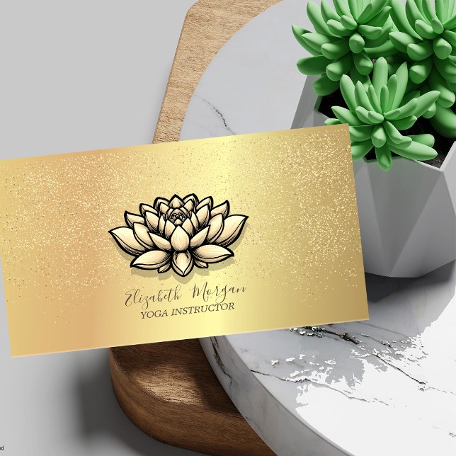 Carte De Visite Élégant Chic Lotus Or Confetti  (Créateur téléchargé)