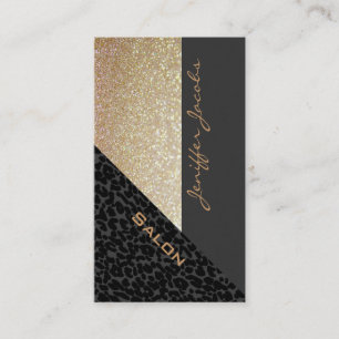 Carte De Visite Élégant chic luxe contemporain léopard glittery