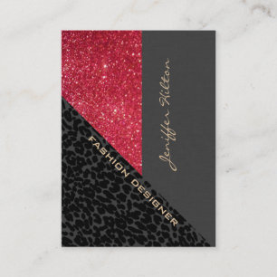 Carte De Visite Élégant chic luxe contemporain léopard glittery