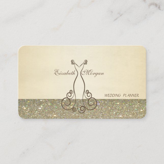 Carte De Visite Élégant Chic Luxueux Professionnel, Pailleté, Robe (Devant)
