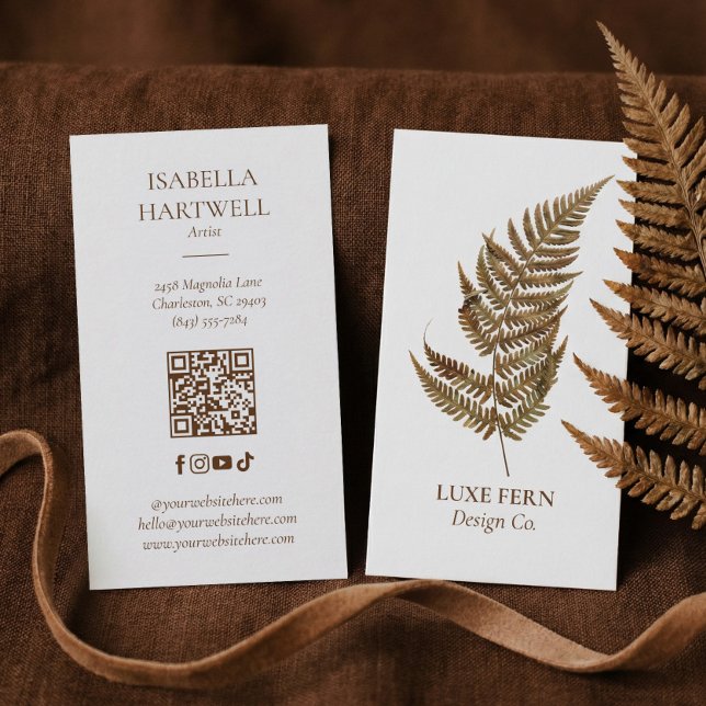 Carte De Visite Elegant Chic Modern Luxury Botanical Fern Greenery (Elegant Chic Modern Luxury Botanical Fern Greenery Business Card)
