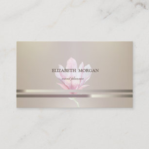 Carte De Visite Élégant Chic Moderne, Rayé, Magnolia Aquarelle