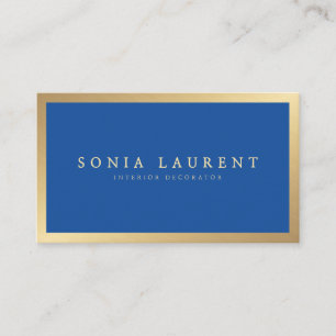 Carte De Visite Elégant chic or métallique royal bleu minimaliste