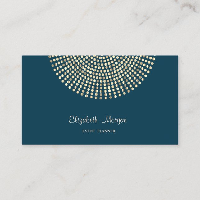 Carte De Visite Élégant Chic Professionnel, Bleu Marine, Points Do (Devant)