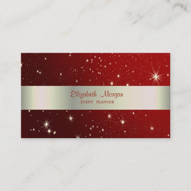 Carte De Visite Élégant Chic, Rayé, Rouge (Devant)