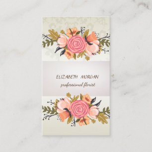 Carte De Visite Élégant Chic Rayures, Dentelle, Floral