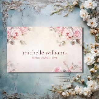 Carte De Visite Élégant Chic Rose Fleurs Floral