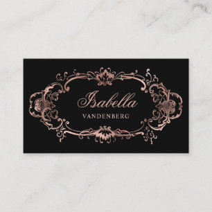 Carte De Visite Élégant chic Rose noir or ornement Vintage