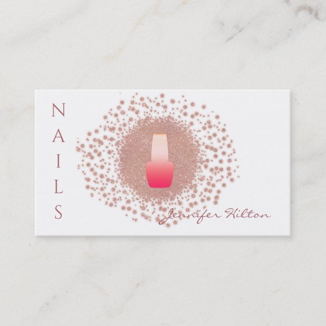 Carte De Visite Élégant Chic rosegold splash vernis à ongles (Devant)