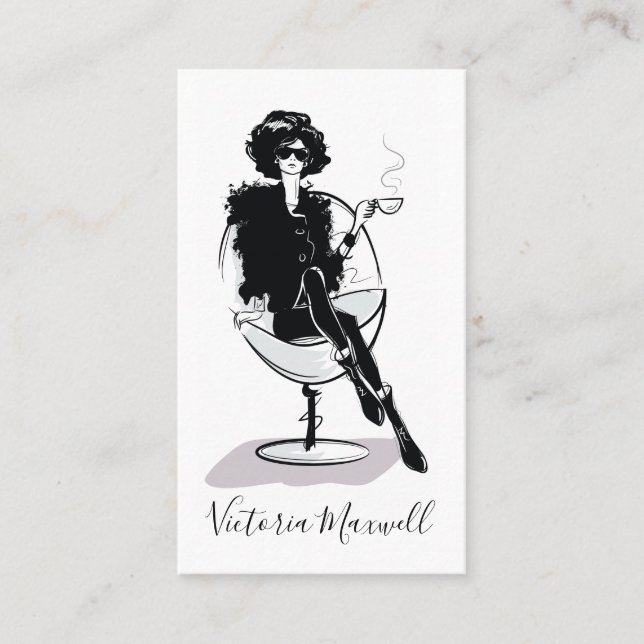 Carte De Visite Élégant Chic tendance élégante Femme verticale (Devant)