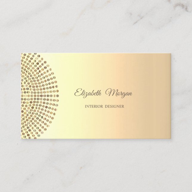 Carte De Visite Élégant Chic Tendance Professionnel, Points Dorés (Devant)