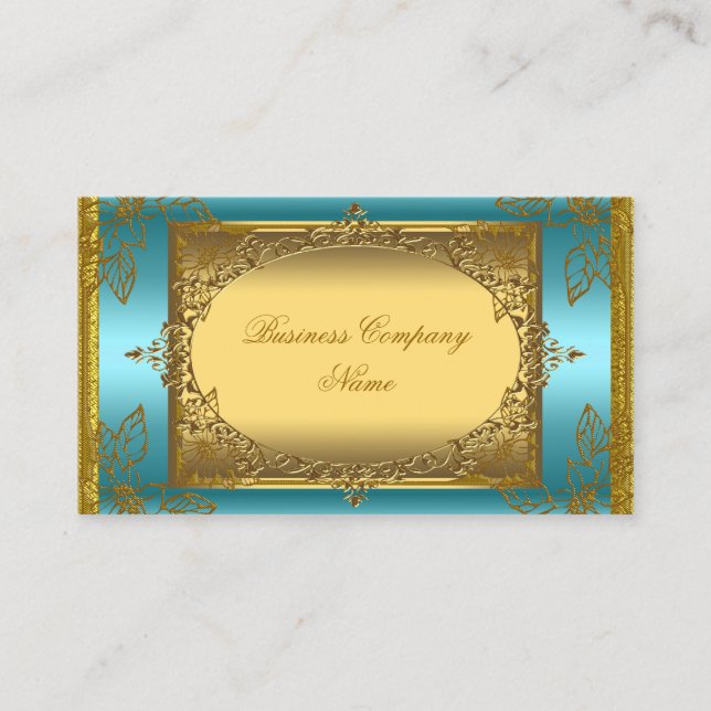 Carte De Visite Élégant Classe Bleu Sarcelle Or Elite (Devant)