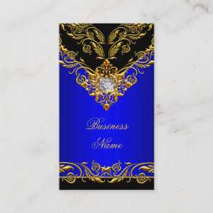 Carte De Visite Élégant Classe Elite Bleu Royal Or Noir sur Or