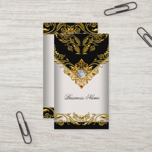 Carte De Visite Élégant Classe Elite Or Crème Noir sur Or