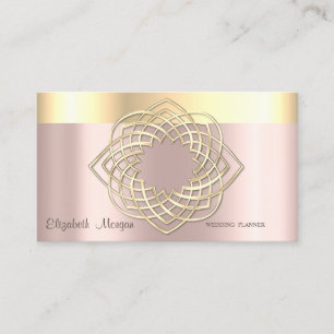 Carte De Visite Élégant Classe Moderne, Fausse Bordure Dorée Rose