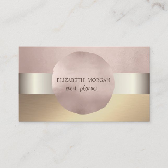 Carte De Visite Élégant Classe Moderne, Or Faux, Or Rose (Devant)