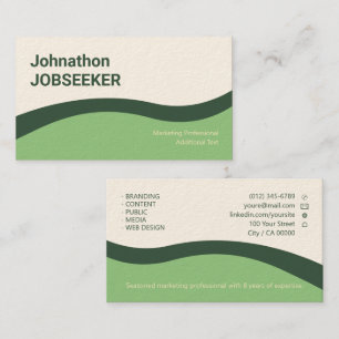 Carte De Visite Élégant Classic Chercheur d'emploi Minimal Clean G