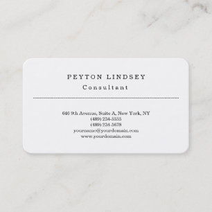 Carte De Visite Élégant classique blanc professionnel