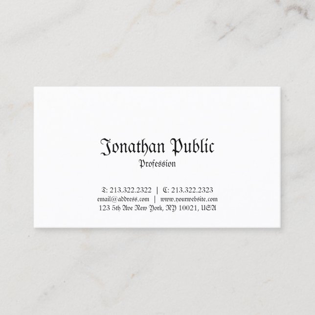 Carte De Visite Élégant classique nostalgique look simple professi (Devant)