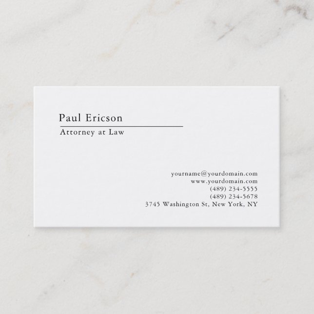 Carte De Visite Élégant Classique Simple Professionnel (Devant)