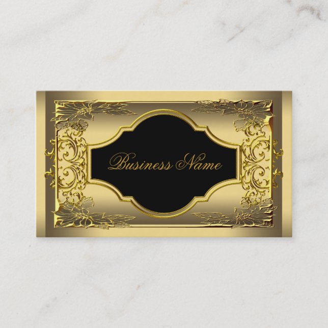 Carte De Visite Elegant Classy Black Gold Profile Company (Devant)
