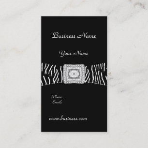 Carte De Visite Elégant Classy Black Zebra animal Diamond