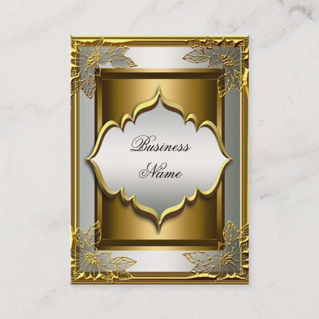Carte De Visite Élégant Classy Blanc Noir Vieux Or (Devant)
